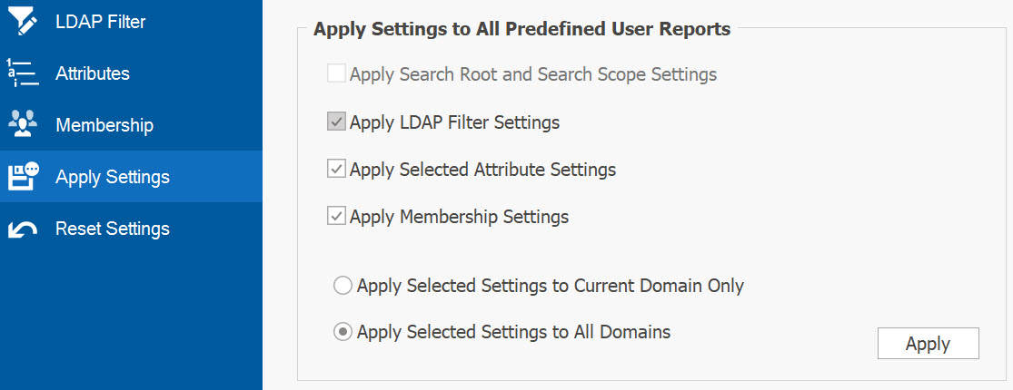 AD Reports saving reports for all domains