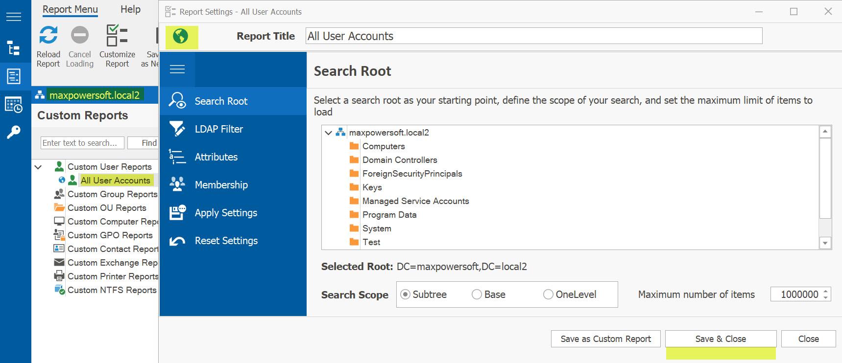 Customize New Created Report