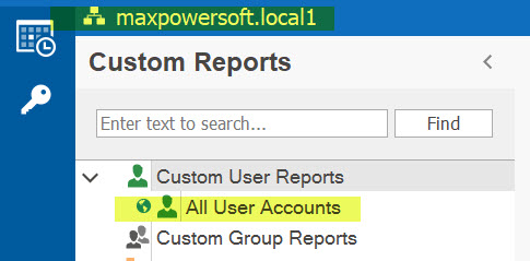 Custom Report Loaded for Domain 1